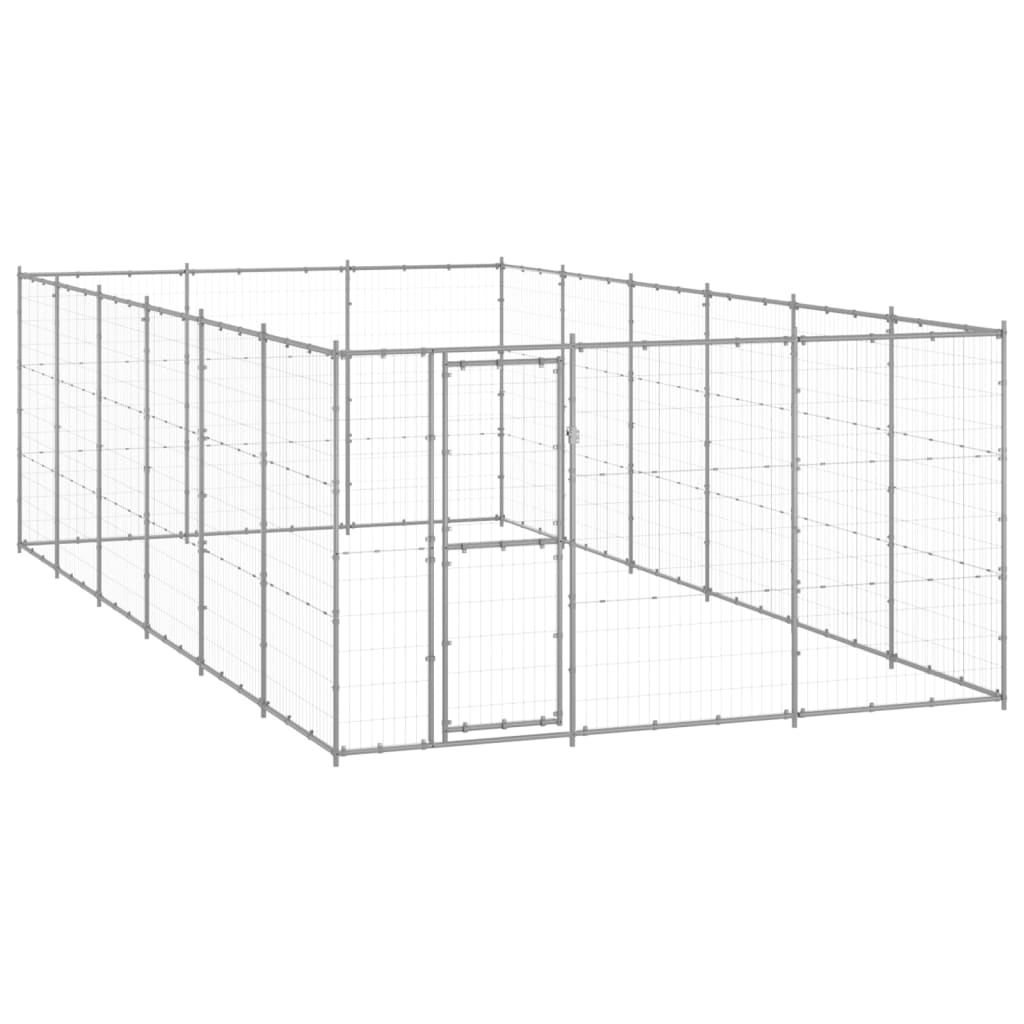 vidaXL Chenil Extérieur pour Chien Acier Galvanisé 21,78 M2