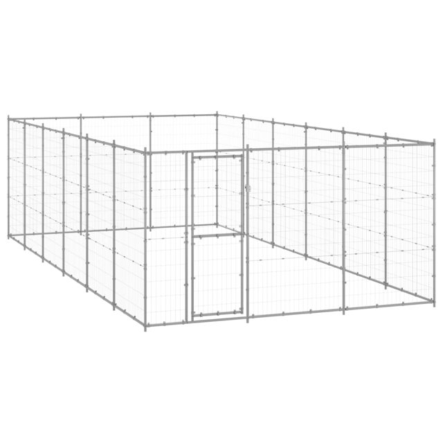 vidaXL Chenil Extérieur pour Chien Acier Galvanisé 21,78 M2