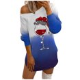 thumbnail image 1 of Pompotops Robe Décontractée d'Automne pour Femmes à Épaules Dénudées, Imprimé de Noël, Manches Longues, Tournesol, 1 of 6