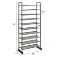 thumbnail image 2 of Costway 10-Tier Shoe Rack Space-saving Shoe Organizer W/Metal Frame Tower, 2 of 10