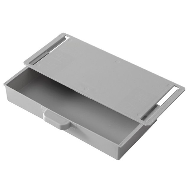 Under Desk Drawer Organizer Storage Box for Office Pen Holder ABS Material Large Capacity Desktop Stationery Cosmetic Container Smooth Sliding Handle Gray