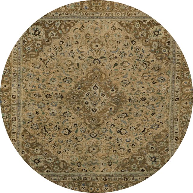 Ahgly Company Tapis Rond Abstrait Brun Rougeâtre pour Intérieur, 3 Pieds Rond