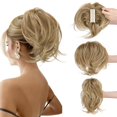 thumbnail image 1 of Sofeiyan Claw Clip Short Ponytail Extension DIY Bendable Wires Hair Hun Fluffy Fake Hair Piece Straight Synthetic Hair Ponytail Extensions for Wonen - Sand, 1 of 3