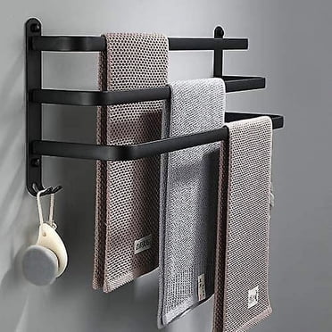 Bathroom Towel Racks, Black Wall Mounted Towel Bars For Shower And Kitchen, Waterproof Door Bars With Double Hook