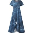 thumbnail image 4 of Fshaion Robe d'Été pour Femmes 2024 Grande Taille pour Imprimé Floral à Manches Courtes Robe à Col en V Robes Plissées Fluides Liquidation à Moins de 10!, 4 of 6