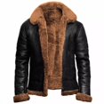 thumbnail image 1 of Pisexur Leather Jacket Men Men's Fall And Winter Faux Zipper Cardigan Solid Color Woolen Coat Jacket Motorcycle Jacket, 1 of 2