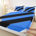 thumbnail image 3 of Erosebridal Abstract Geometry Lines Bed Sheets Set Full Size,Blue Black Aesthetic Art Bedding Sets Full Size,Geometric Pattern Bed Sheets Full,Microfiber Room Decoration,4pcs, 3 of 7
