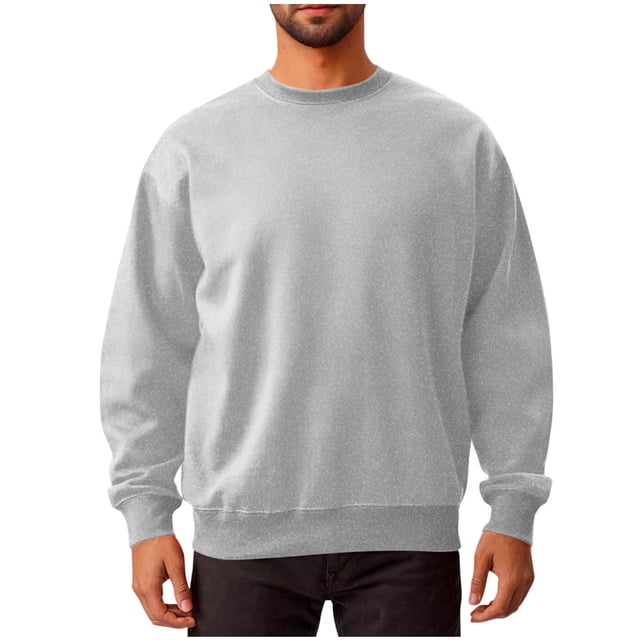 cfhntfmh Chandails Molletonnés pour Hommes Grande Taille Décontractés à Col Rond à Manches Longues Hauts Basiques Molleton Doux Chandails Molletonnés Unis
