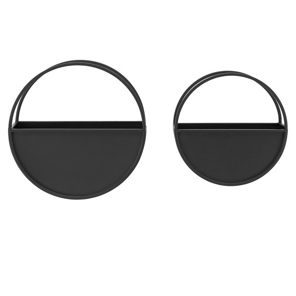 Round 2-Piece Iron Wall Planter Set Black - for Succulent, Mini Cactus, Air, & Faux Plants
