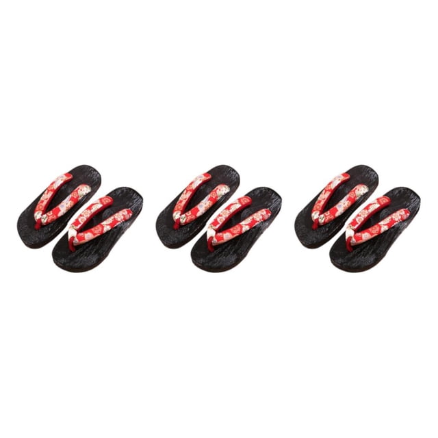 ZheElen Sabots Japonais Pantoufles Geta Sandales Sandales de Plage pour Hommes Femmes 36 Rouge Rond Taille 40 Ensemble de 3