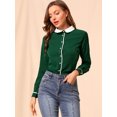 thumbnail image 3 of INSPIRE CHIC Women's Button Up Doll Collar Long Sleeve Work Shirt Green XL, 3 of 6