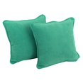 thumbnail image 1 of 18-inch Double-corded Solid Microsuede Square Throw Pillows with Inserts (Set of 2) - Emerald, 1 of 1
