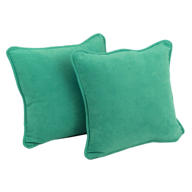 18-inch Double-corded Solid Microsuede Square Throw Pillows with Inserts (Set of 2) - Emerald