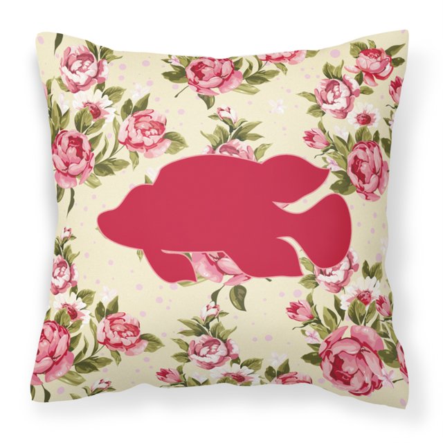 Caroline's Treasures BB1013-RS-YW-PW1414 Fish Tropical Fish Shabby Yellow Roses Pillow 14 x 14 Multicolor