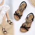 thumbnail image 2 of Bohemian Flat Flower Rhinestone Sandals Outer Beach Sandals, 2 of 8