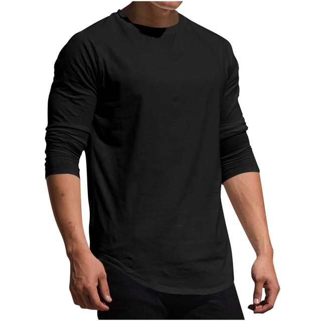 RXIRUCGD Haut Décontracté pour Homme, Col Rond en Tricot, Faux Haut de Sport Décontracté, Haut/chemise à Manches Longues à Col Rond, Noir, Taille : 3TG