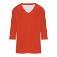 thumbnail image 4 of HKEJIAOI T-Shirts à Manches 3/4 pour Femmes Col Ras du Cou Imprimé Floral Hauts d'Été TTG, 4 of 5