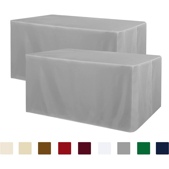 ORUYROP 2 Pack Table Clothes for 4 Foot Rectangle Tables-Water Resistant Washable Fabric Polyester Rectangle Table Cover Protector for Wedding, Banquet and Trade Shows, 48L x 24W x 30H Inches,