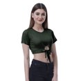 thumbnail image 4 of Moomaya T-Shirt Court à Nœud devant pour Femmes, Manches Courtes, Col Rond, Haut Noué, 4 of 7