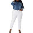 thumbnail image 2 of Unique Bargains Women's Plus Size Stretch Mid Rise Washed Skinny Jeans, 2 of 6