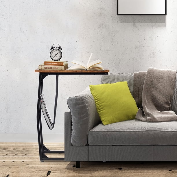 C Shaped Side End Tables, Sofa Couch End Table for Living Room