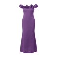 thumbnail image 4 of B91xZ Robe d'Hiver Femme Sans Manches Dos Nu Ourlet à Volants Cocktail Élégante Robe Débardeur, Violet m, 4 of 5