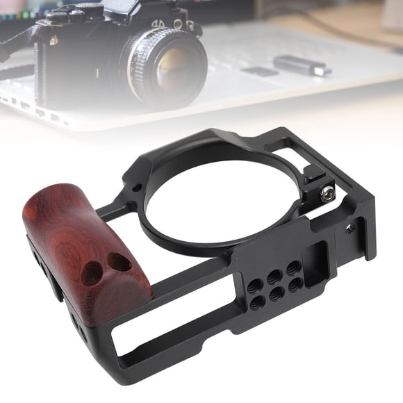 Camera Cage ZV1 Aluminum Video Rig W/1/4 Inch Screw Holes Cold Shoe Mount Wooden Handle for Microphone Light