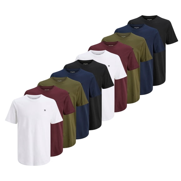 JACK&JONES T-shirt pour Homme, Lot de 10 - T-shirt JPRBLABRODY Col Ras du Cou 10PK, Manche Courte, Col Ras du Cou, Coton Bleu/vert/rouge/blanc m (Moyen)