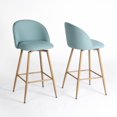 thumbnail image 2 of Homy Casa Set of 2 Counter Stools with Upholstered Seat and Wood Legs, 26" Height, for Hotel Lounge, Breakfast Area, and Cafe Bar, 2 of 7