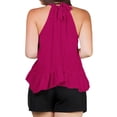 thumbnail image 4 of Weiqiqre Women's Clothing Adjustable Tie Neckline Ruffle Hem Sleeveless Flowy Halter Tops, 4 of 7