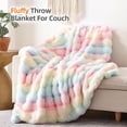 thumbnail image 4 of Home Textile Blanket Clearance Faux Blanket Fleece Rainbow Blanket For Sofa Cozy Soft Plush Throw Blanket For Couch Bed Thick Fuzzy Couch Blanket For Winter Comfy Bubble Blanket, Home Textile Blank, 4 of 4