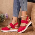thumbnail image 2 of Sandales Compensées à Plateforme Espadrilles pour Femmes en Suède Confortable à Bout Fermé à Talons Hauts Épais à Bride Arrière, 2 of 6