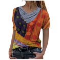 thumbnail image 2 of Blouse à Manches Courtes avec Col Brodé Imprimé Teinture sur Nœuds pour Femmes, 2 of 3