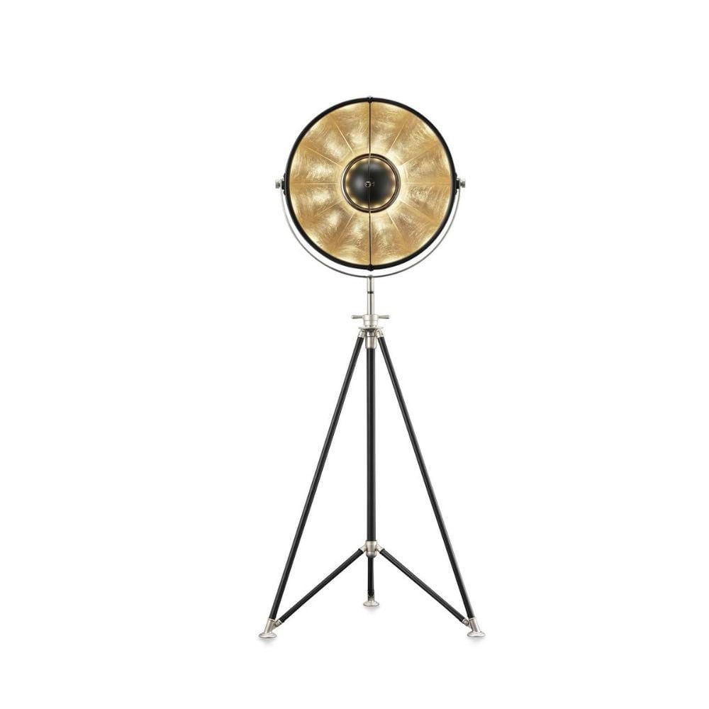 MILEE FLOOR LAMP<br>Black shade, gold inside, Black Legs<br><br>Adjustable height<br><br>Lamp Holder: E27<br>70"-94.5"H x 23.5"D