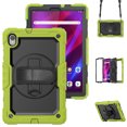 thumbnail image 1 of Case for Lenovo Tab K10 10.3 Inch / M10 FHD Plus 2020 2nd Gen with Screen Protector, 360 Degree Rotating Kickstand Hand Strap Heavy Duty Shockproof Cover with Shoulder Strap, Lime, 1 of 7