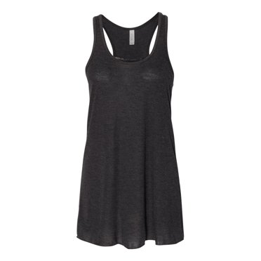 Bella Ladies Flowy Racerback Tank, M, Black Heather
