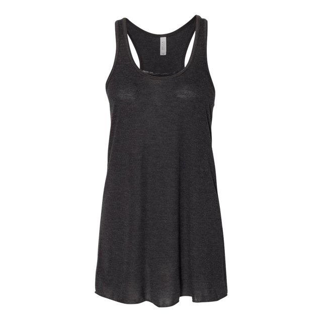 Bella Ladies Flowy Racerback Tank, L, Black Heather