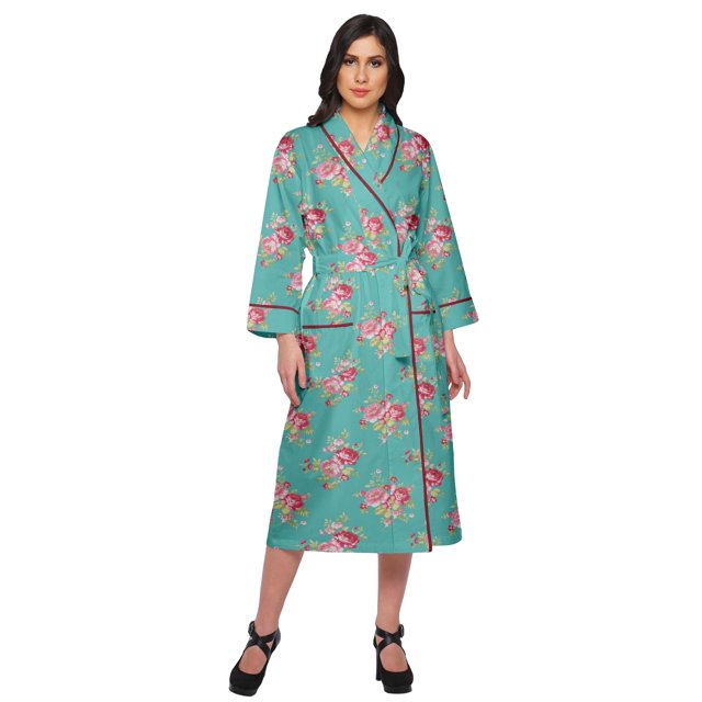 Moomaya Cotton Robe Women Long Printed Cotton Crossover Summer Bathrobes