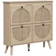 thumbnail image 1 of HOMCOM Shoe Storage Cabinet, Narrow Shoe Cabinet with 4 Flip Drawers, Oak, 1 of 10