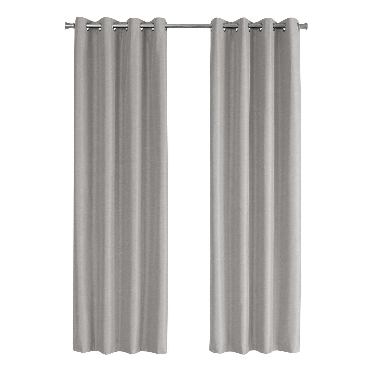 Monarch Specialties Curtain Panel, 2pcs Set, 54"w X 95"l, 100% Blackout, Grommet, Living Room, Bedroom, Kitchen, Thermal Insulation, Polyester, Brown, Contemporary, Modern