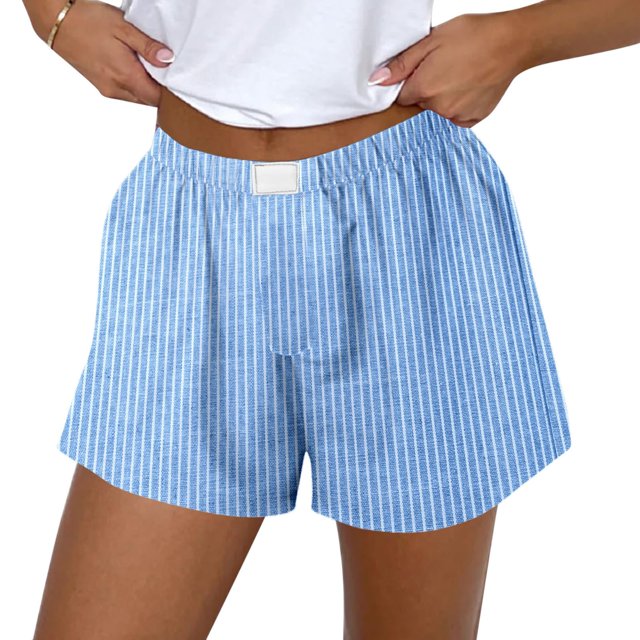 2025 Shorts pour Femmes Mignons Doux Shorts en Jean pour Femmes à Rayures Imprimées Shorts Boxeur Shorts de Cycliste Femmes Lot Shorts Confortables pour Femmes Pyjama en Soie pour Femmes Ensemble de Shorts avec