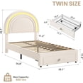 thumbnail image 2 of Ourlova Twin LED Upholstered Bed for Bedroom- Princess Platform Bed with Rainbow Headboard- Storage Drawer- No Box Spring- Easy Assembly- Beige - Playful Design for Girls, 2 of 7