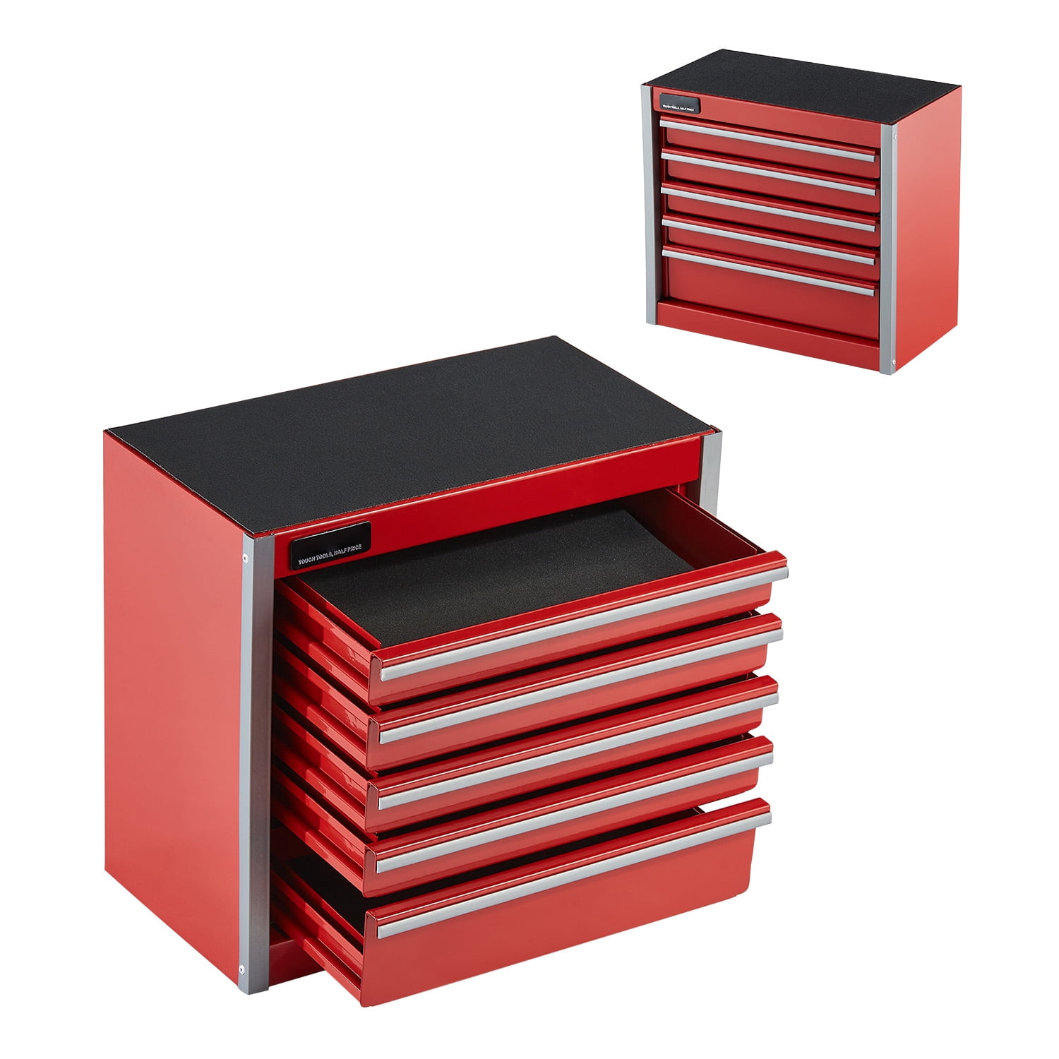 KFFKFF Metal Tool Box, 8.6-inch, Portable Metal Tool Box with 5 Drawers, Small Tool Chest with EVA Liners and PP Feet Pads