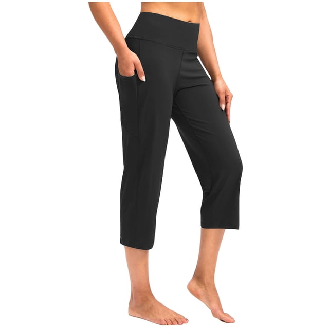 Simua Capris pour Femmes, Extérieur, Sport, Pantalon de Survêtement Doux avec Poches
