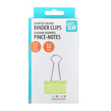 Pen+Gear  1.25 inch, 12 count, Colored Colored Binder Paper Clips Medium Size, Paper Clamps for Office Supplies