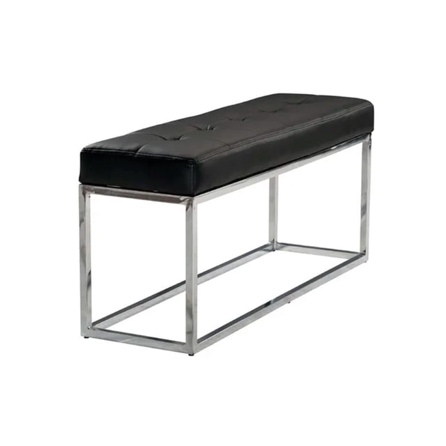 Heavenly Collection Black Leather Bench
