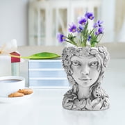 ZZkhGO Head Planter Face Flower Pot, Decorative Girl Statue Planter, Resin Indoor Outdoor Garden Pot for Succulents Herbs Plants