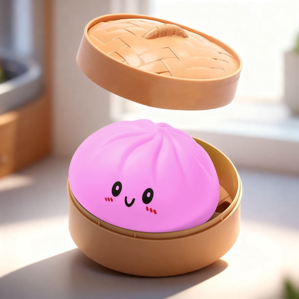 2 Squishy Dumplings Bao – Jouet Anti-Stress Ultra Mou (10 Cm) – Pâte à Décompresser En TPR – Cadeau Ado/Adulte