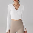 thumbnail image 1 of RXIRUCGD Haut à Col Rond pour Femmes, Couleur Unie, Décontracté, Sport, Protection Solaire, Manches Longues, Blanc, Taille : S, 1 of 6