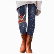 Splozh Leggings for Women Christmas Print Tights Leggings Control Yoga Sport Leggings for Women High Waisted Leggings Navy,2XL